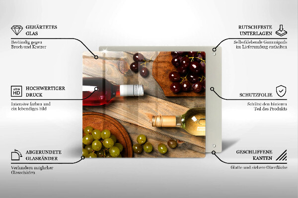 Sklenený kryt za sporák Fľaše na víno a hrozno