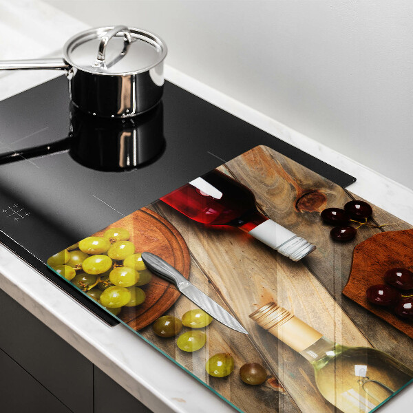 Sklenený kryt za sporák Fľaše na víno a hrozno