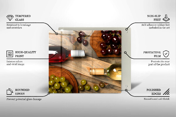 Sklenený kryt za sporák Fľaše na víno a hrozno