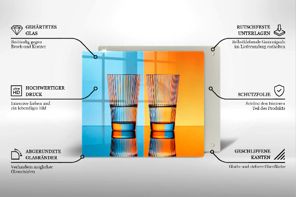 Sklenený kryt za sporák Dva poháre vody