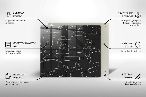 Sklenený kryt za sporák Kreslené kuchynské doplnky