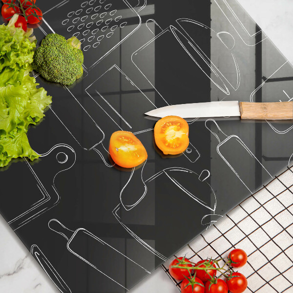 Sklenený kryt za sporák Kreslené kuchynské doplnky