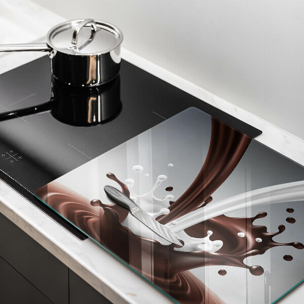 Sklenený kryt za sporák Mlieko a čokoláda