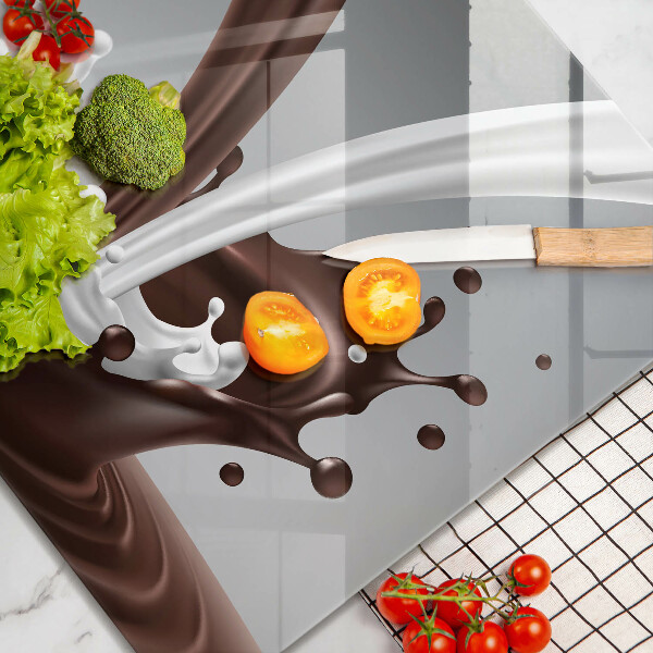 Sklenený kryt za sporák Mlieko a čokoláda