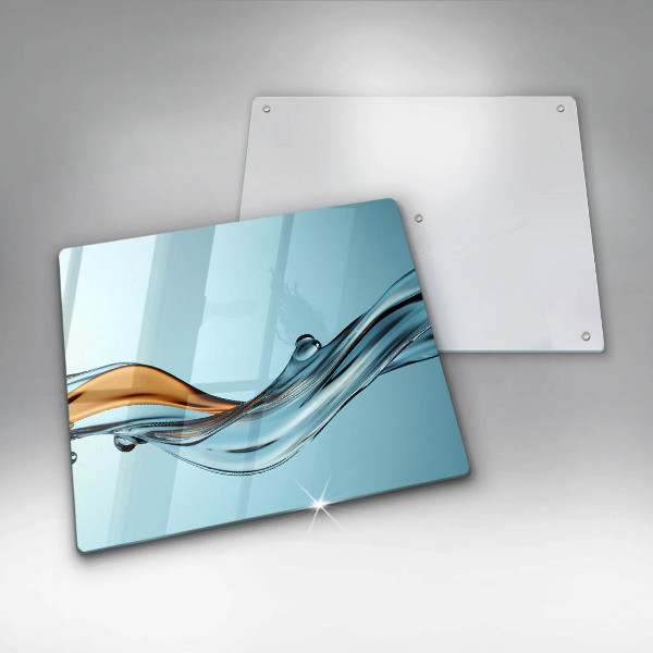 Sklenený kryt za sporák Voda na modrom pozadí