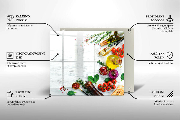 Sklenený kryt za sporák Zelenina a korenie