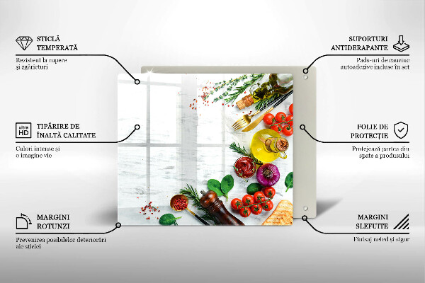 Sklenený kryt za sporák Zelenina a korenie