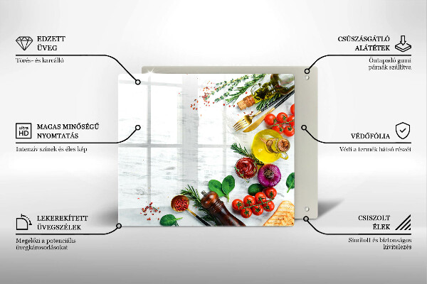 Sklenený kryt za sporák Zelenina a korenie