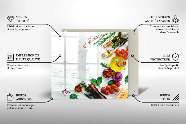 Sklenený kryt za sporák Zelenina a korenie