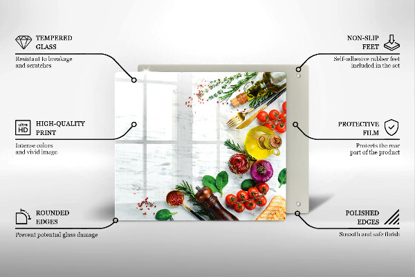 Sklenený kryt za sporák Zelenina a korenie