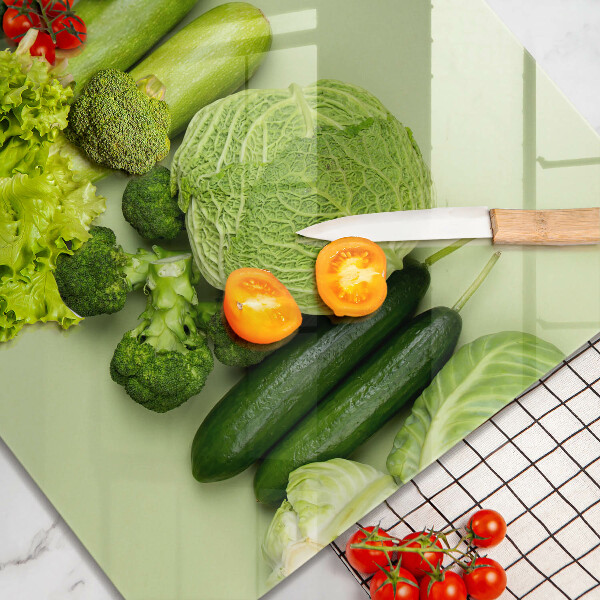 Sklenený kryt za sporák Zelené ovocie a zelenina