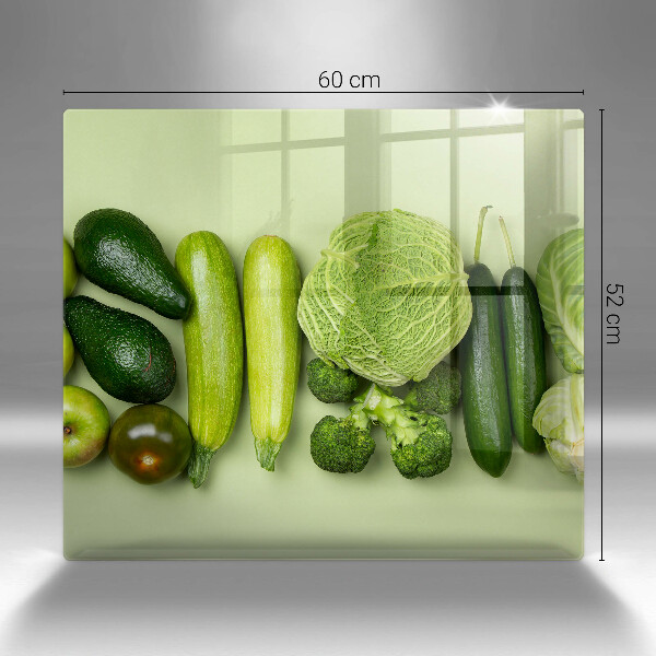 Sklenený kryt za sporák Zelené ovocie a zelenina