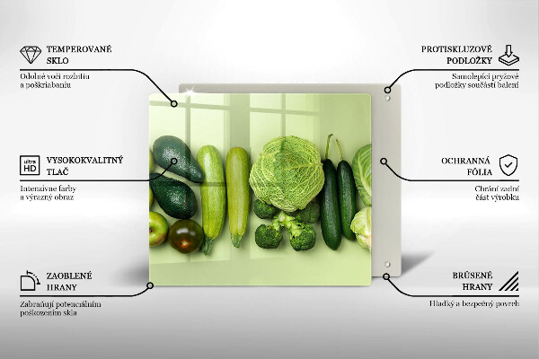 Sklenený kryt za sporák Zelené ovocie a zelenina