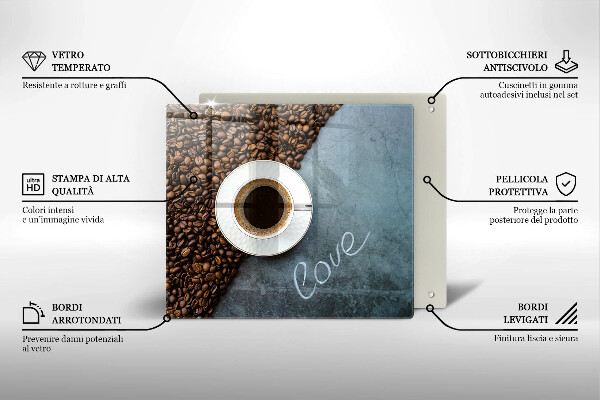 Krycia doska na sporák Kávové zrná a šálka