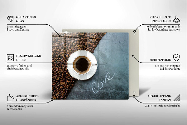 Krycia doska na sporák Kávové zrná a šálka