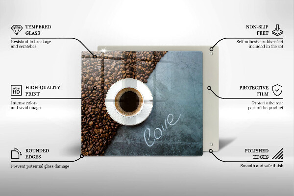 Krycia doska na sporák Kávové zrná a šálka