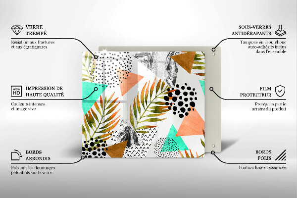 Kalené sklo za sporák Vzor boho listov