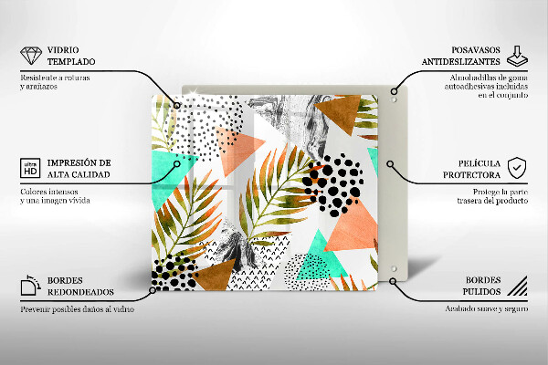 Kalené sklo za sporák Vzor boho listov