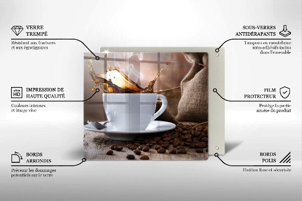 Sklo za varnú dosku Šálka a kávové zrná