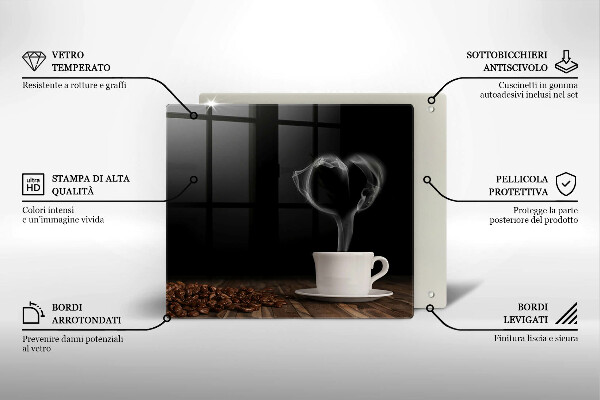 Kryt na indukčnú dosku Srdce šálky kávy