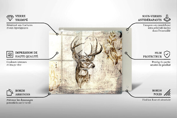 Sklo za varnú dosku Jeleň zvierat ilustrácie