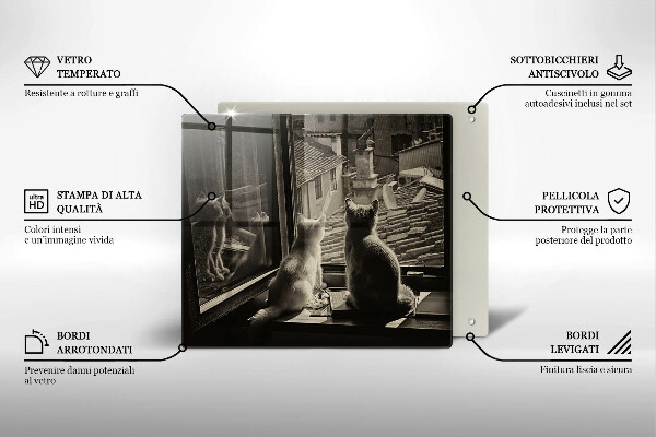 Kryt na indukčnú dosku Mesto mačky a okno