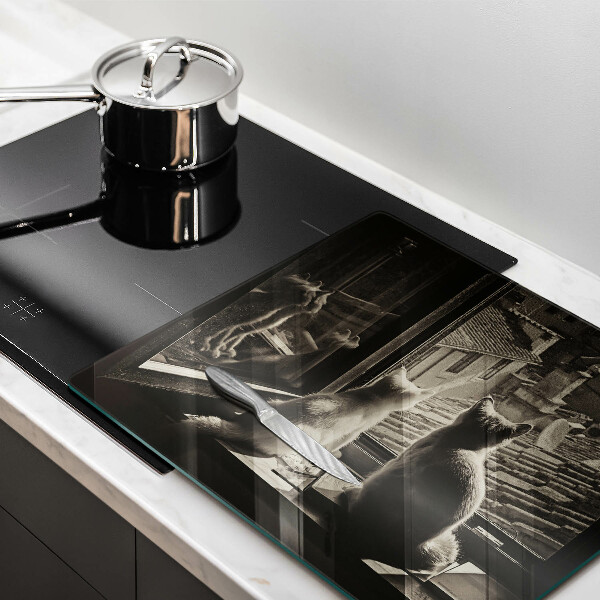 Kryt na indukčnú dosku Mesto mačky a okno