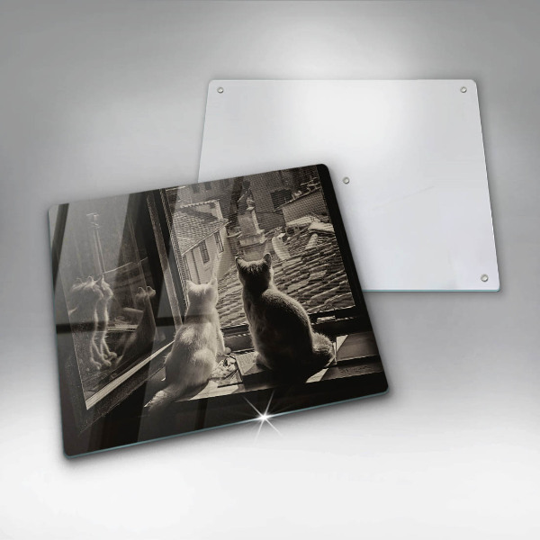 Kryt na indukčnú dosku Mesto mačky a okno