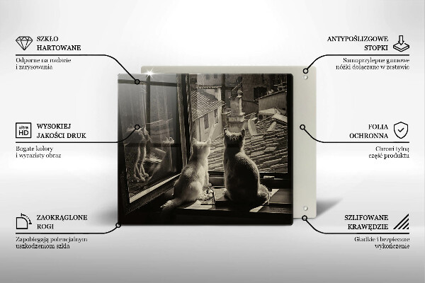 Kryt na indukčnú dosku Mesto mačky a okno