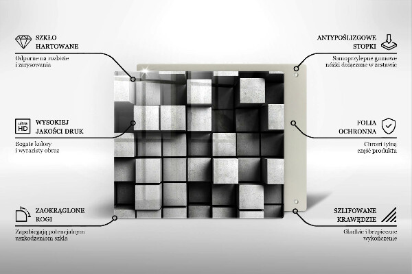 Sklo za varnú dosku Abstraktné 3D štvorce