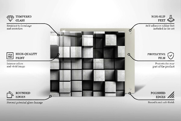 Sklo za varnú dosku Abstraktné 3D štvorce