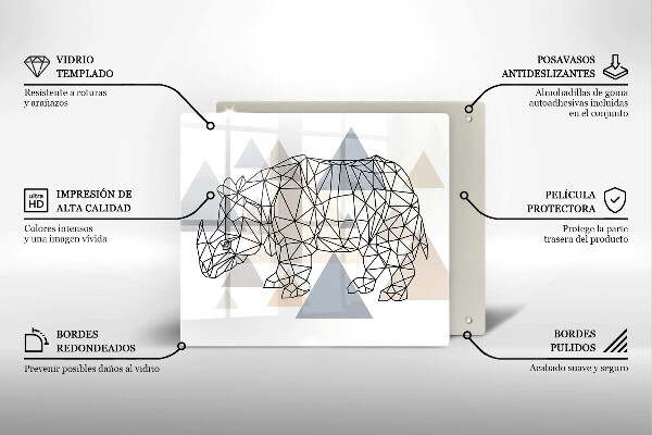 Sklo za varnú dosku Line art nosorožca