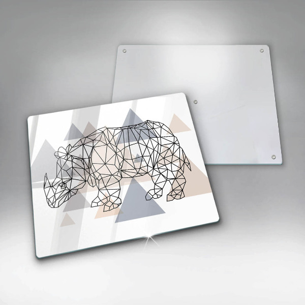 Sklo za varnú dosku Line art nosorožca