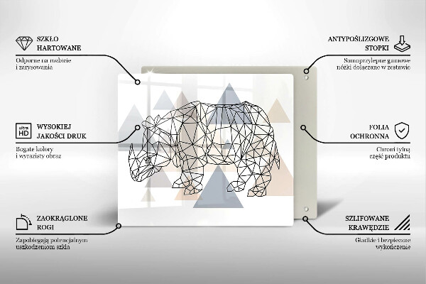Sklo za varnú dosku Line art nosorožca
