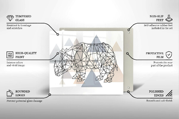 Sklo za varnú dosku Line art nosorožca