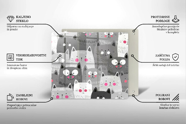 Kalené sklo za sporák Ilustrácie mačky