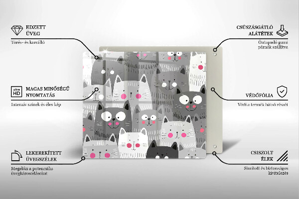 Kalené sklo za sporák Ilustrácie mačky