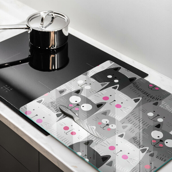 Kalené sklo za sporák Ilustrácie mačky