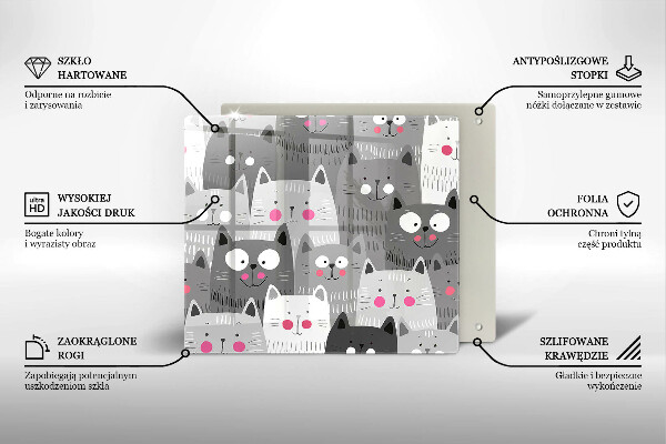 Kalené sklo za sporák Ilustrácie mačky