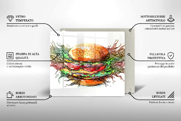 Sklo za varnú dosku Kresba hamburgera