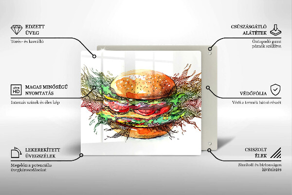 Sklo za varnú dosku Kresba hamburgera