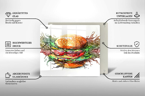Sklo za varnú dosku Kresba hamburgera