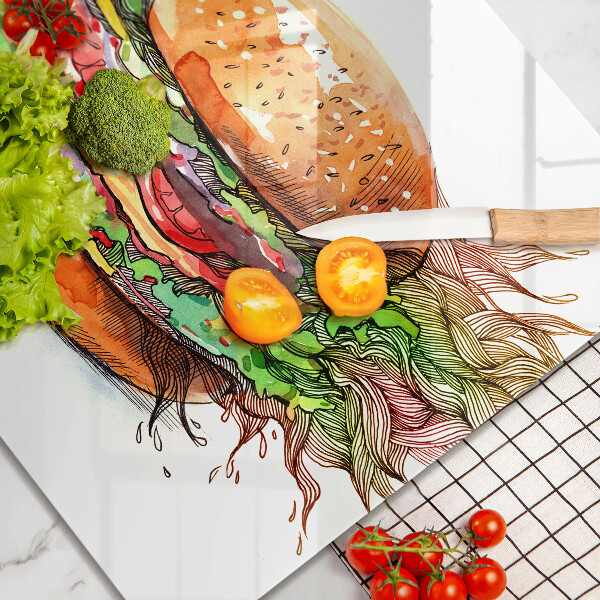 Sklo za varnú dosku Kresba hamburgera