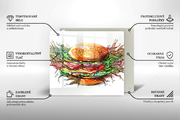 Sklo za varnú dosku Kresba hamburgera