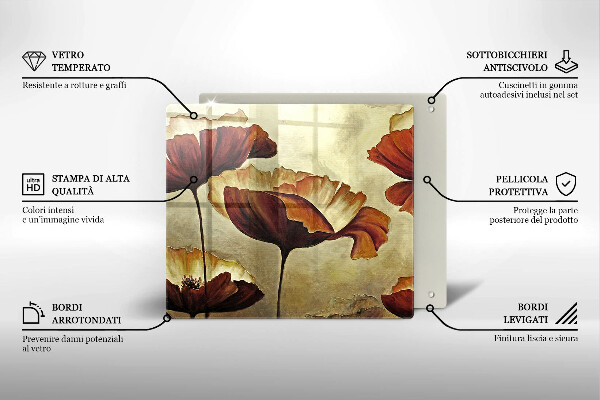 Kryt na indukčnú dosku Maľované boho kvety