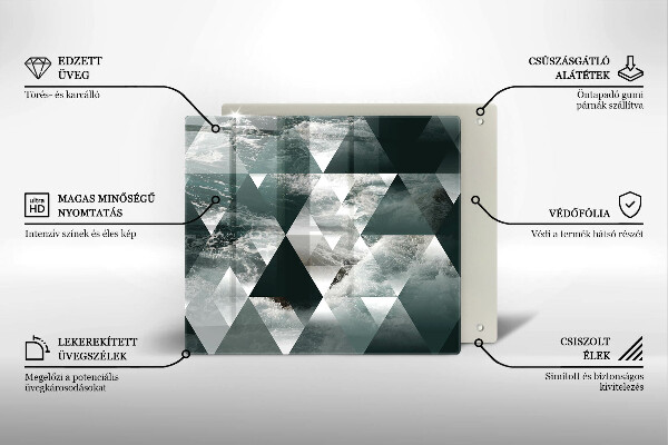 Kalené sklo za sporák Trojuholníky a voda