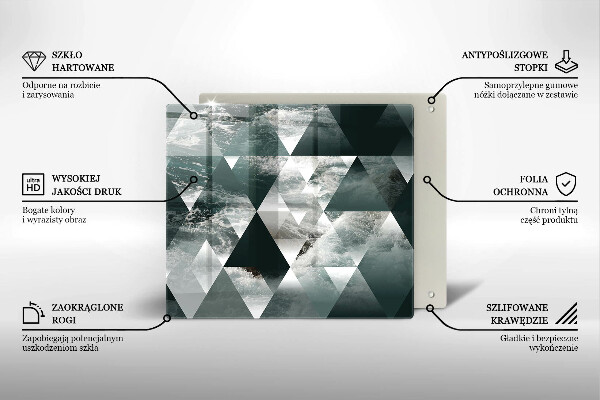 Kalené sklo za sporák Trojuholníky a voda