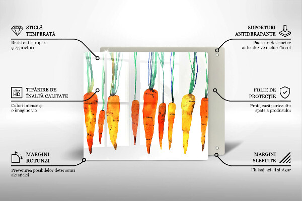 Kalené sklo za sporák Mrkva ilustrácie