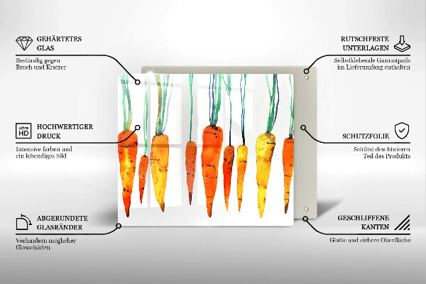 Kalené sklo za sporák Mrkva ilustrácie