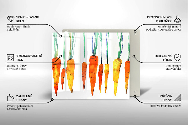 Kalené sklo za sporák Mrkva ilustrácie